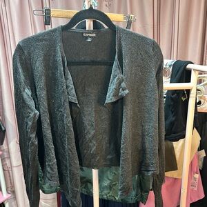 Express Dark Gray Open Front Cardigan